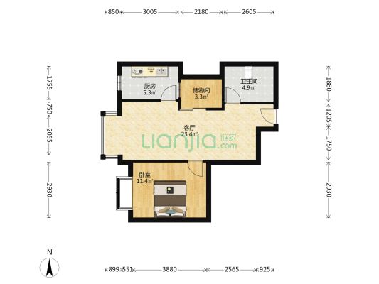 汇元财富广场小区 1室1厅1卫 71平方