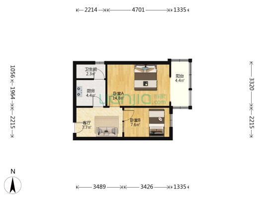 仁厚街10号 2室1厅1卫 48平方