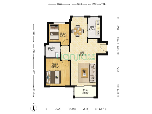 青林湾八期 2室1厅1卫 85平方
