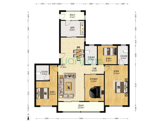 保利天悦二期 4室1厅3卫 170平方