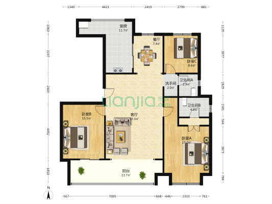 君悦豪园 3室2厅3卫 150平方