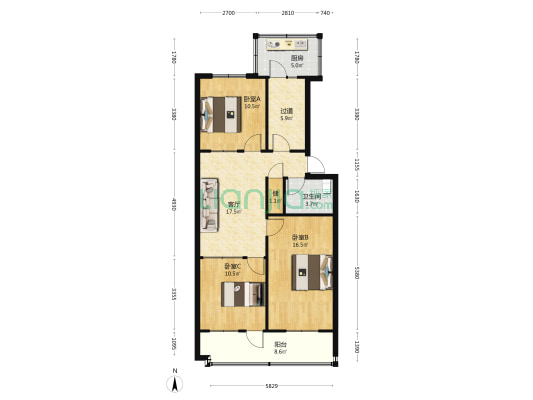 丛台区检察院家属院 3室1厅1卫 100平方