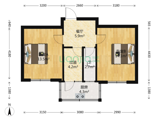 中华南大街365号 2室1厅1卫 52平方