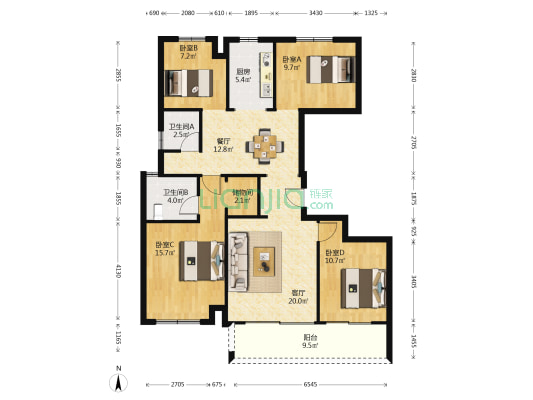 云熙望府 4室2厅2卫 130平方
