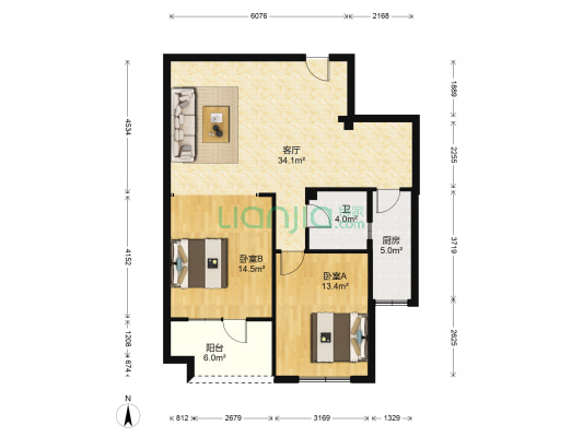 珠玑春华小区 2室1厅1卫 86平方