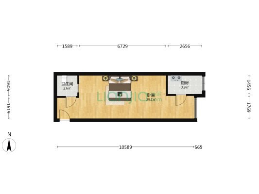 汇锦广场 1室0厅1卫 52平方