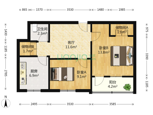 佳宝路12号 2室1厅1卫 58平方