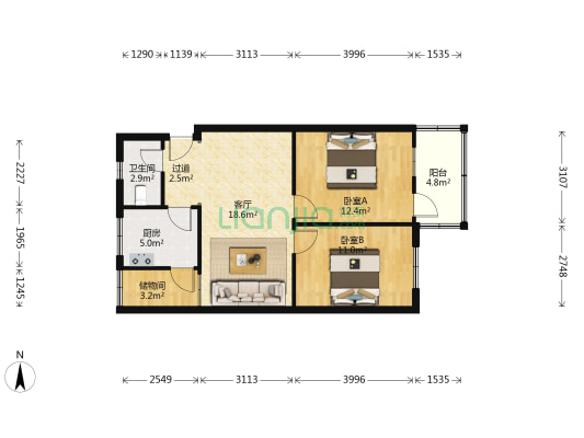 测绘队家属院 2室1厅1卫 73平方