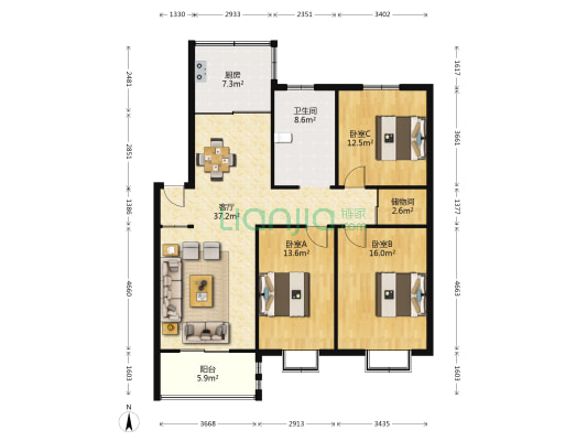 南郢社区 3室1厅1卫 123平方