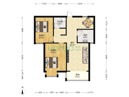 龙湾世家 2室1厅1卫 94平方