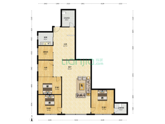 标志商务楼 4室1厅2卫 173平方