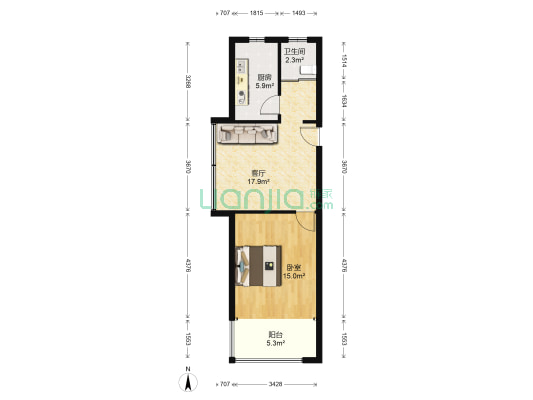 千里新村 1室1厅1卫 62平方