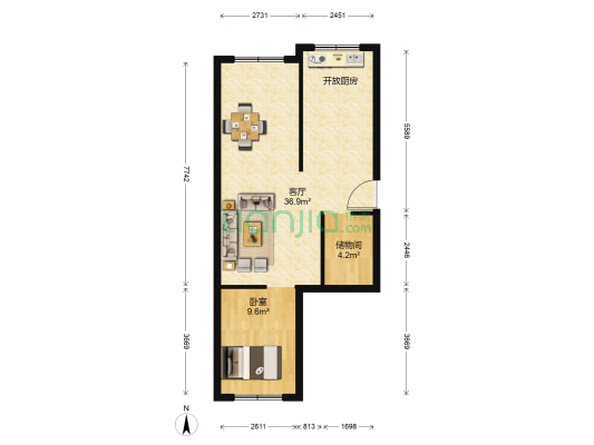 光明小区 1室1厅0卫 69平方