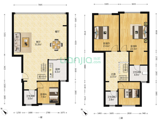 湖城大境广场 4室1厅3卫 139平方