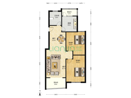 金露苑 2室2厅1卫 112平方