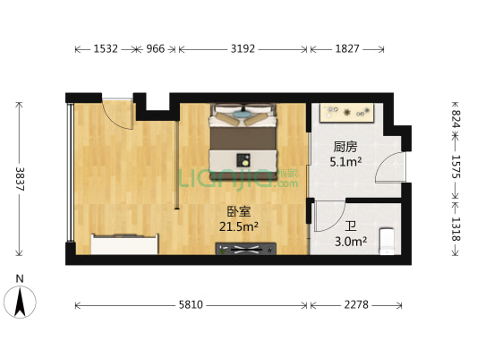 俊豪时代 1室0厅1卫 44平方