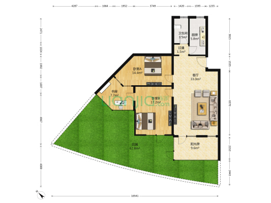 西山美墅馆A区 3室1厅1卫 103平方