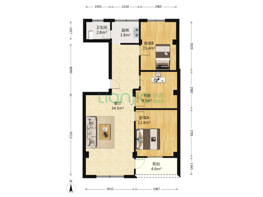 大墩二街 3室1厅1卫 91平方