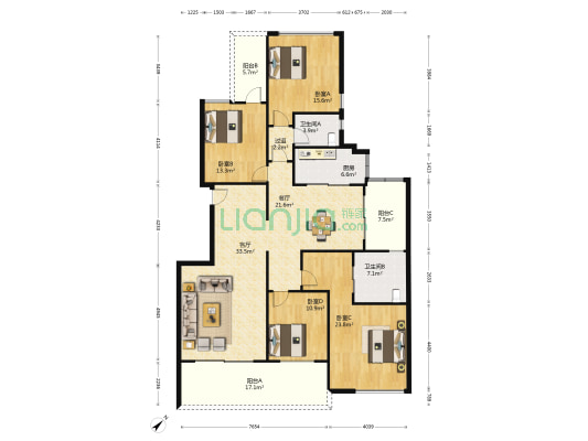 华发新城五期 4室2厅2卫 185平方