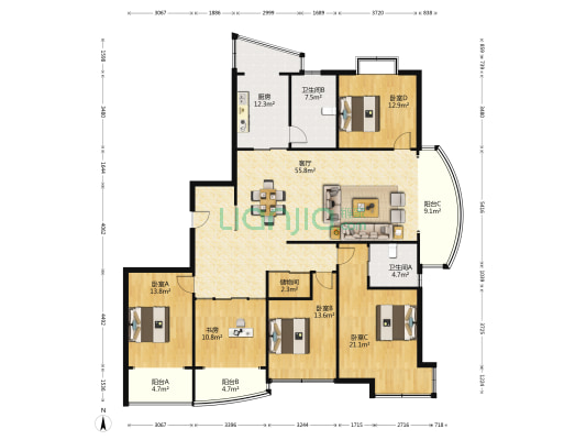 名仕豪庭 5室1厅2卫 218平方