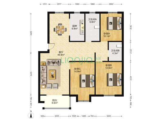 弘博名人世家 3室1厅2卫 188平方