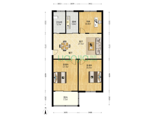 石港集贸中心 3室1厅1卫 108平方