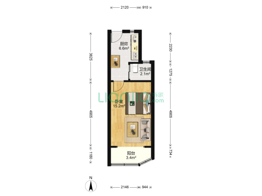 知音小区 1室0厅1卫 34平方