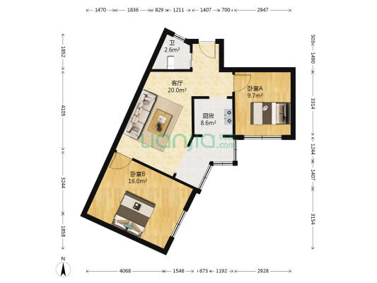和祥里社区 2室1厅1卫 69平方