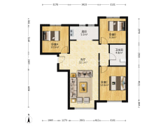 高铁新干线，F户型全新小三居。-涿州高铁新干线户型图