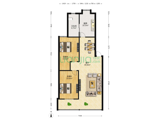 广麦路 2室1厅1卫 117平方