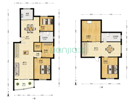 银都苑 4室3厅2卫 104平方
