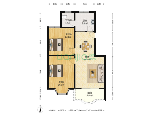 滨江明珠 2室1厅1卫 89平方