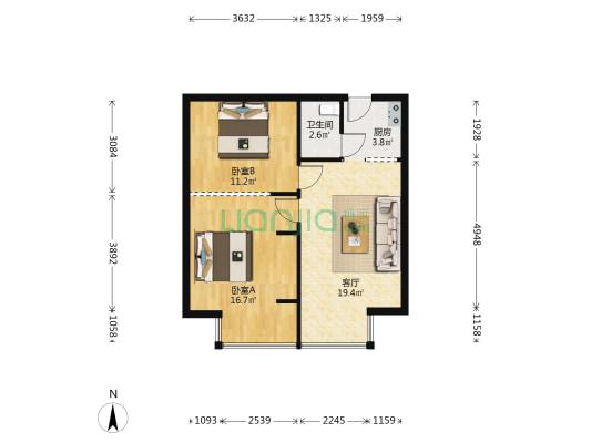 旭日小区 2室1厅1卫 69平方