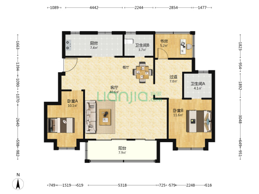 北城正荣府悦辰风苑 3室1厅2卫 119平方