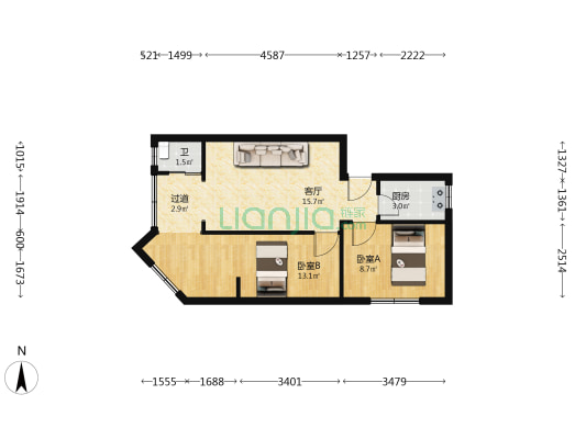 营盘路46号 2室1厅1卫 53平方