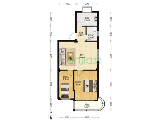 七环科技公寓 2室1厅1卫 76平方