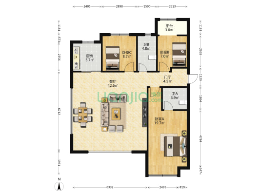 保利珑樾 3室1厅2卫 142平方