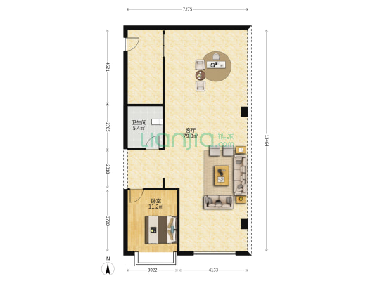 越商大厦 1室1厅1卫 115平方