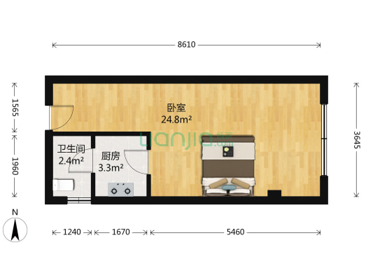 三和公寓 1室0厅1卫 43平方
