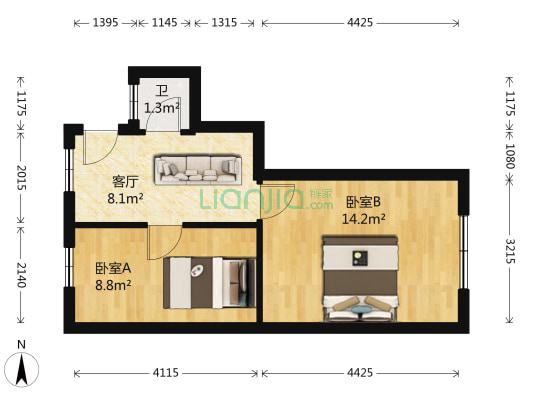 居安里 2室1厅1卫 61平方