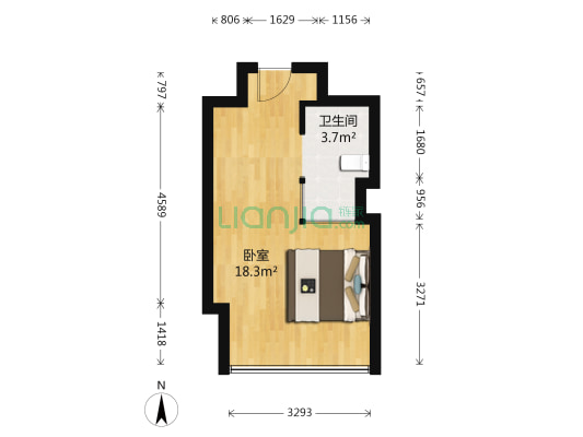 兆润云顶汇 1室0厅1卫 43平方