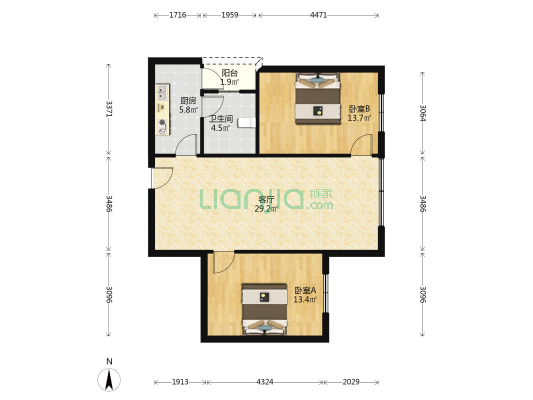 广荔大厦 2室1厅1卫 100平方