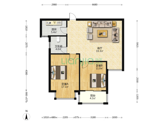 阜涡路小区 2室1厅1卫 96平方