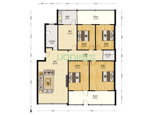 经十路14626号 4室2厅2卫 218平方