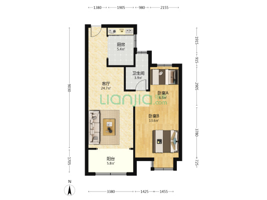永明悦来府 2室1厅1卫 81平方