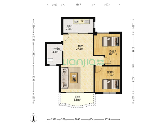 城市花园一期（龙岗） 2室1厅1卫 74平方