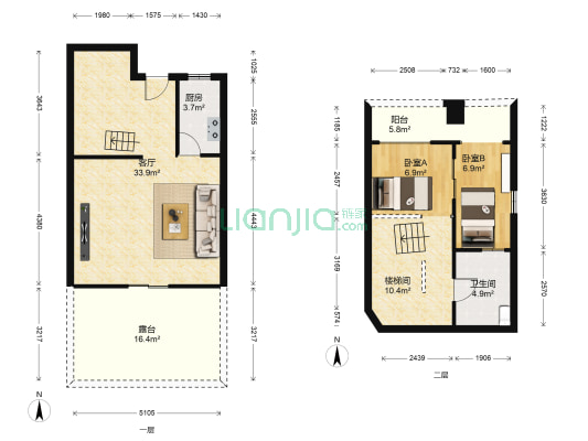 青云阶 2室1厅1卫 96平方