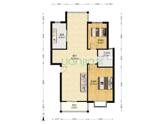北城之星 2室1厅1卫 164平方