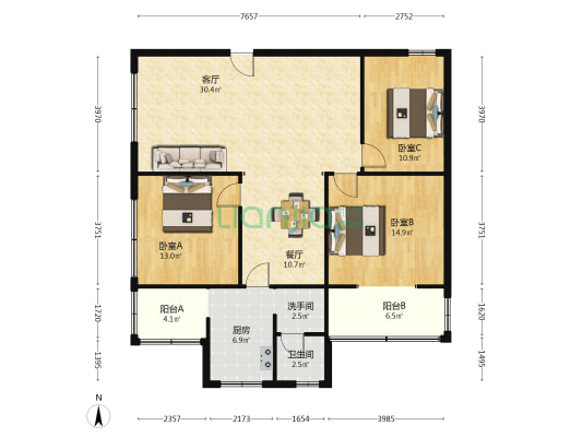 沙河街26号 3室2厅2卫 125平方