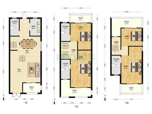 天成锦上 4室2厅4卫 281平方